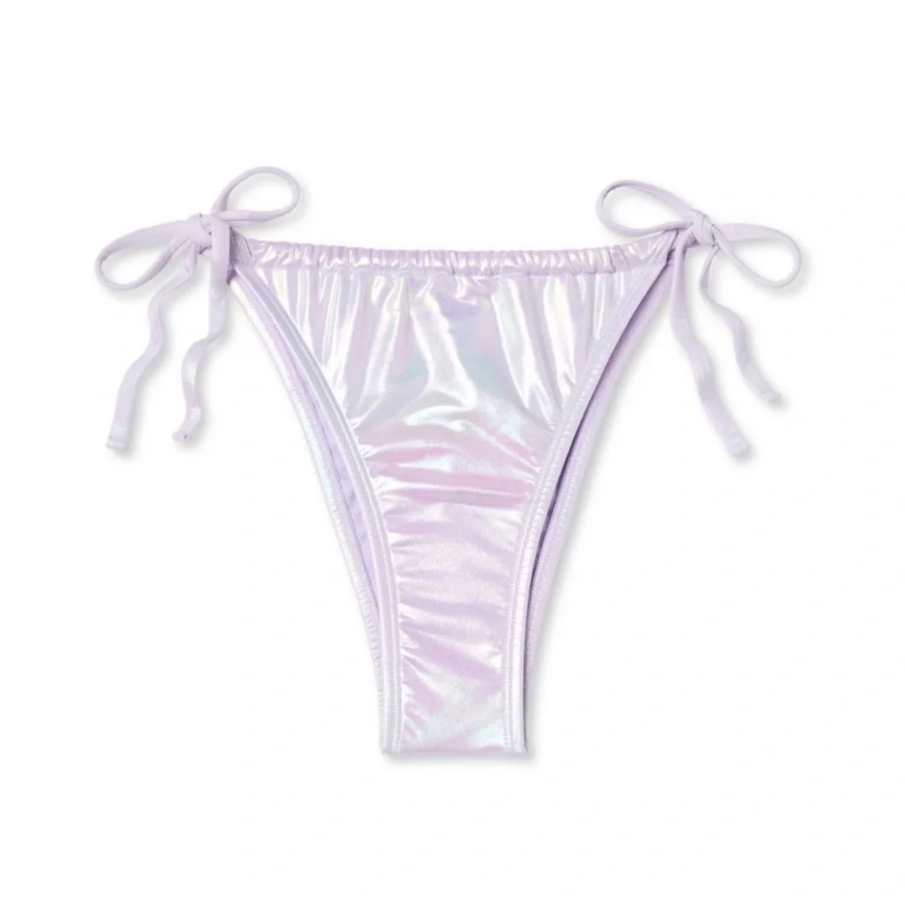 Wild Fable Side Tie Adjustable Extra‎ Cheeky Ultra High Iridescent Swim Bottoms